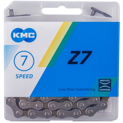 Fahrradkette KMC Z7 (Z50) 1/2" x 3/32" 116 Gl. 18 21 Gg. grau braun EK